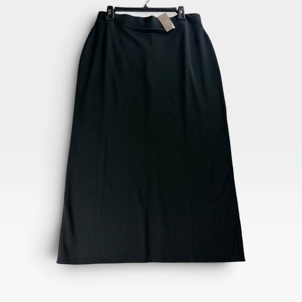 J. Jill Pure Jill Maxi Skirt Womens Medium Black Pima Cotton Modal Slit NWT